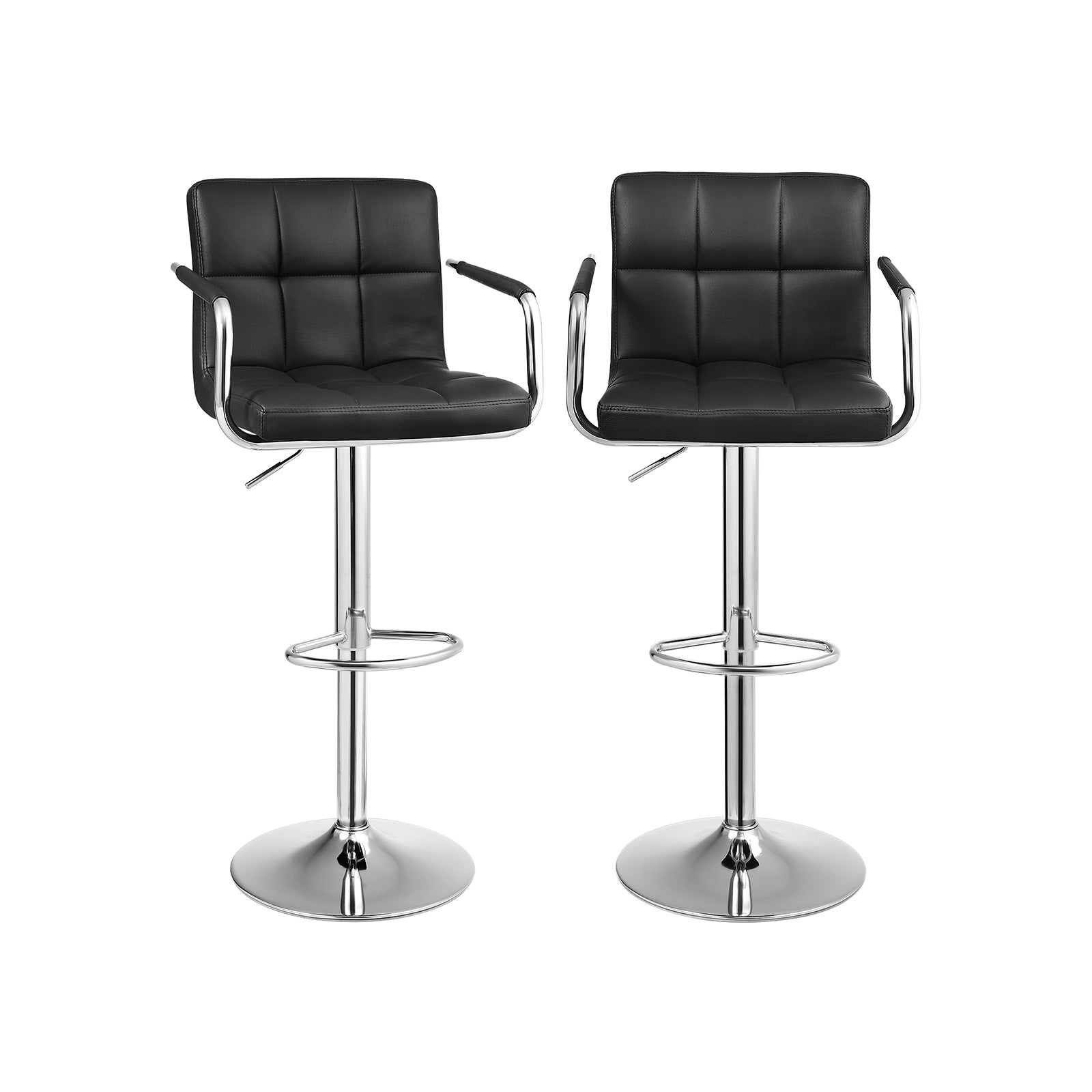 Bar stools - Set of 2 - with armrests - rotatable - black