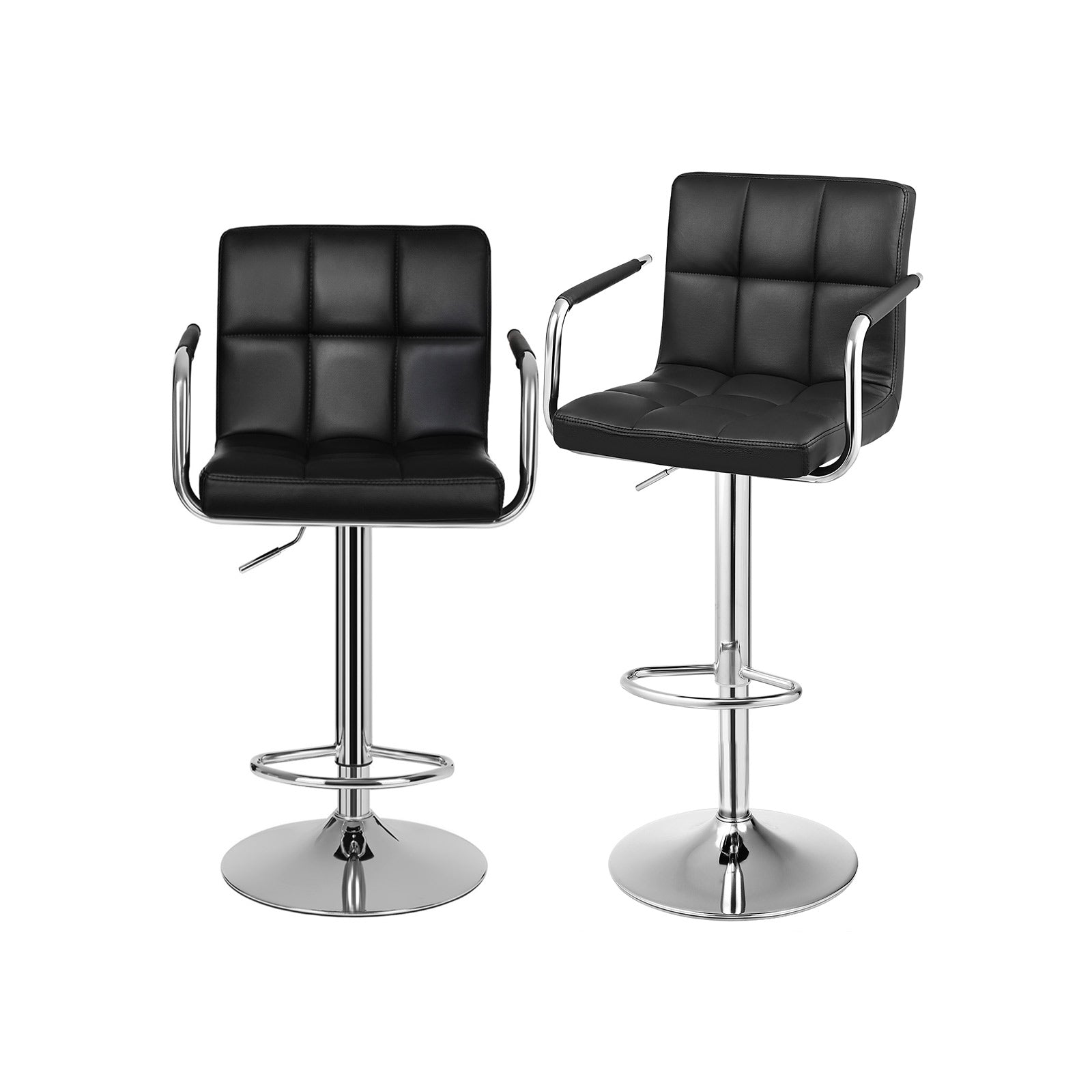 Bar stools - Set of 2 - with armrests - rotatable - black