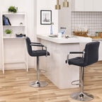 Bar stools - Set of 2 - with armrests - rotatable - black