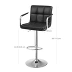 Bar stools - Set of 2 - with armrests - rotatable - black