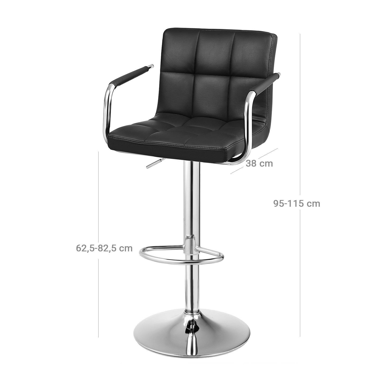 Bar stools - Set of 2 - with armrests - rotatable - black