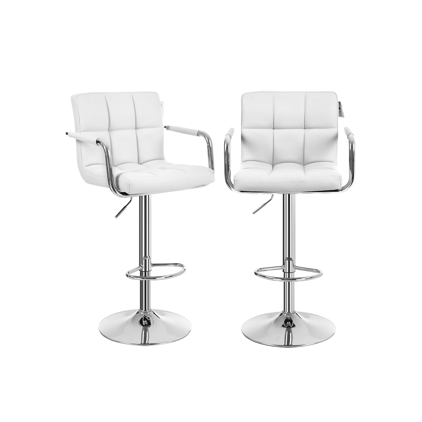 Bar stools - Set of 2 - with armrests - rotatable - white
