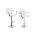 Bar stools - Set of 2 - with armrests - rotatable - white
