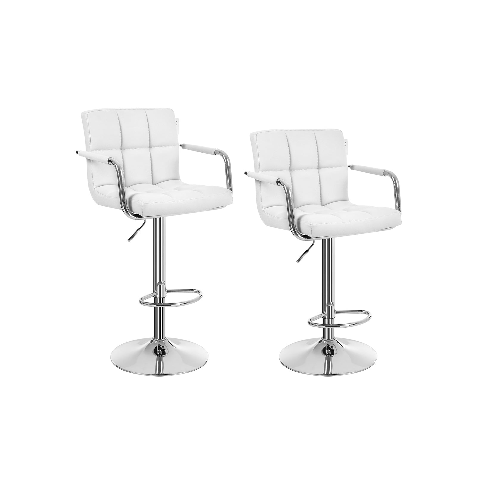Bar stools - Set of 2 - with armrests - rotatable - white