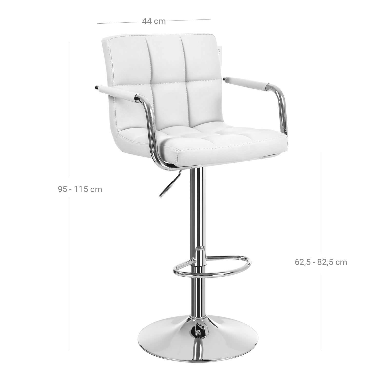 Bar stools - Set of 2 - with armrests - rotatable - white
