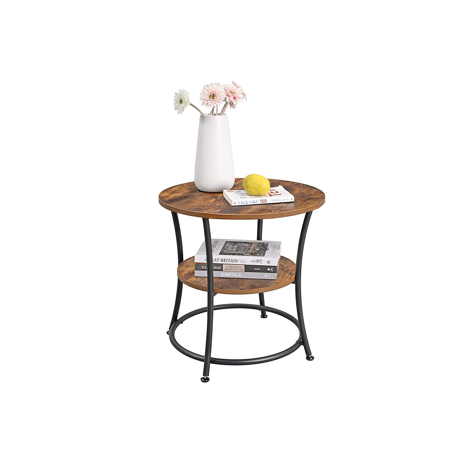 Side table - With 2 shelves - Industrial Design - Brown/Black