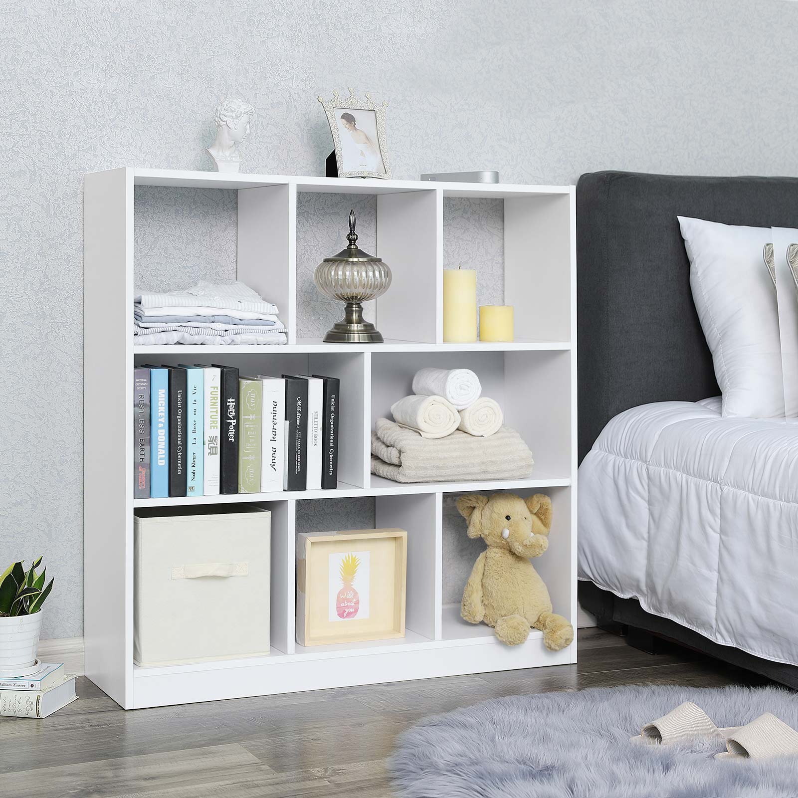 Bookcase - Kubus board - Open compartments - Living room cabinet - White