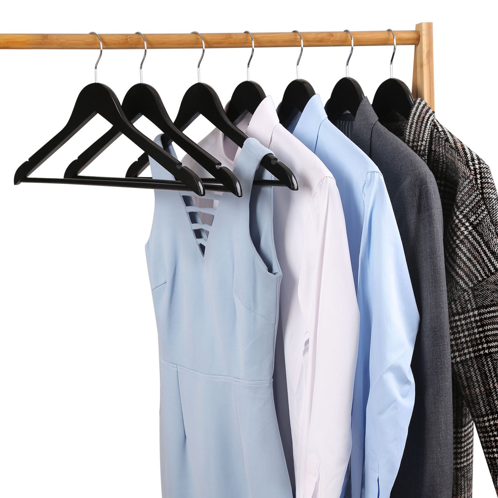 Clothing hangers - 20 pieces - Solid wood - Black