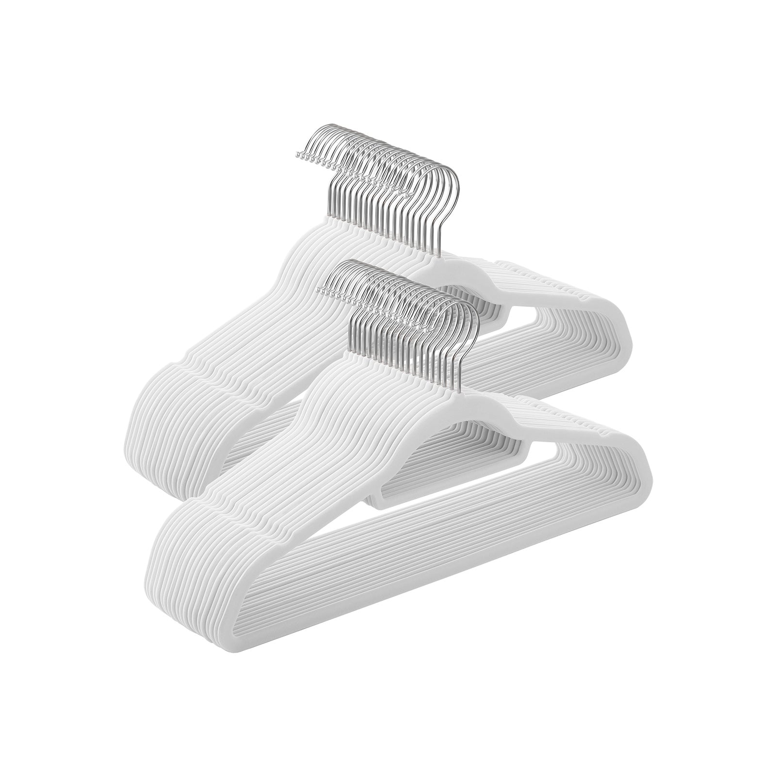 Clothing hangers - Velvet - Set of 20 - 0.6 cm thick - White