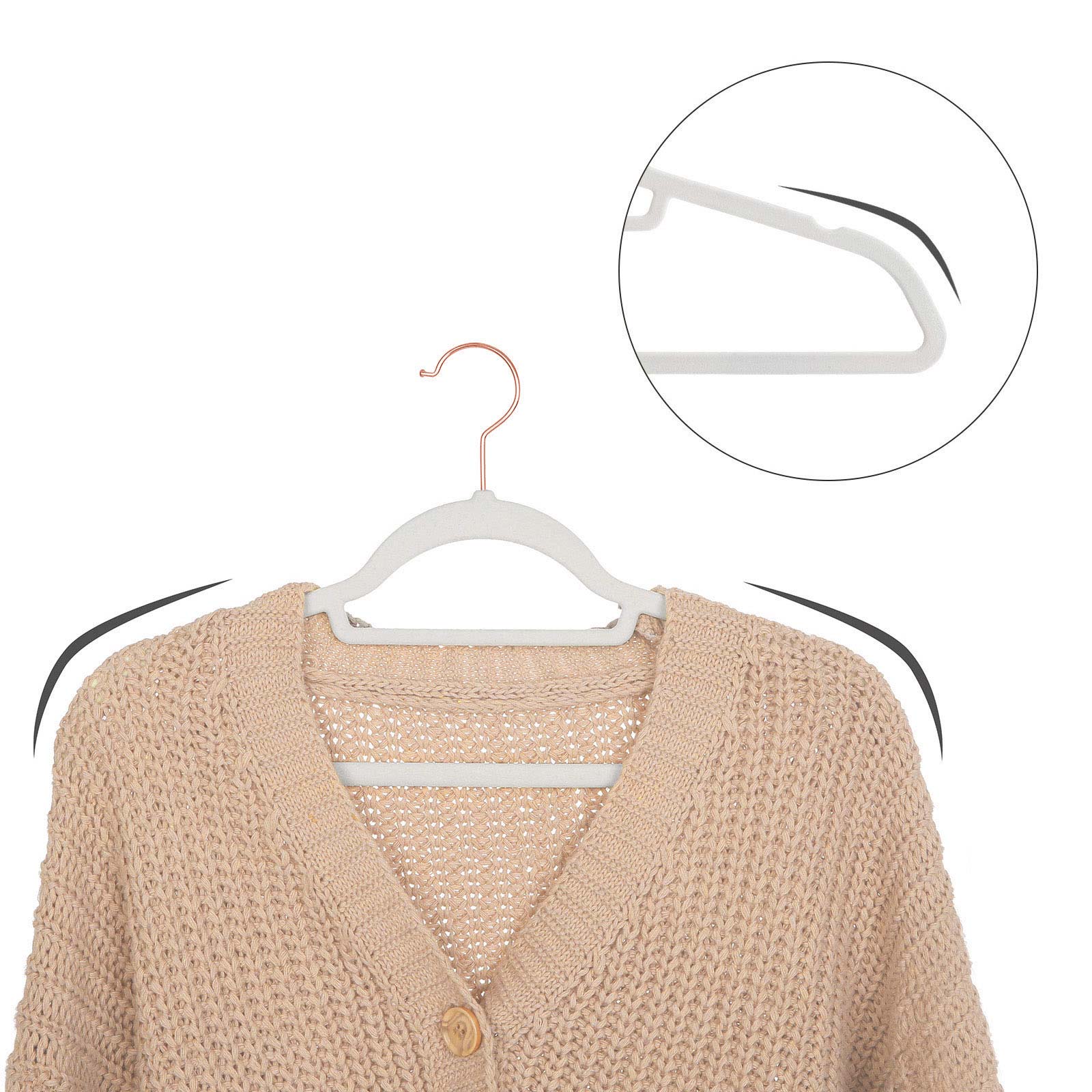 Velvet clothes hangers - Anti -slip pendants - Set of 50 - White