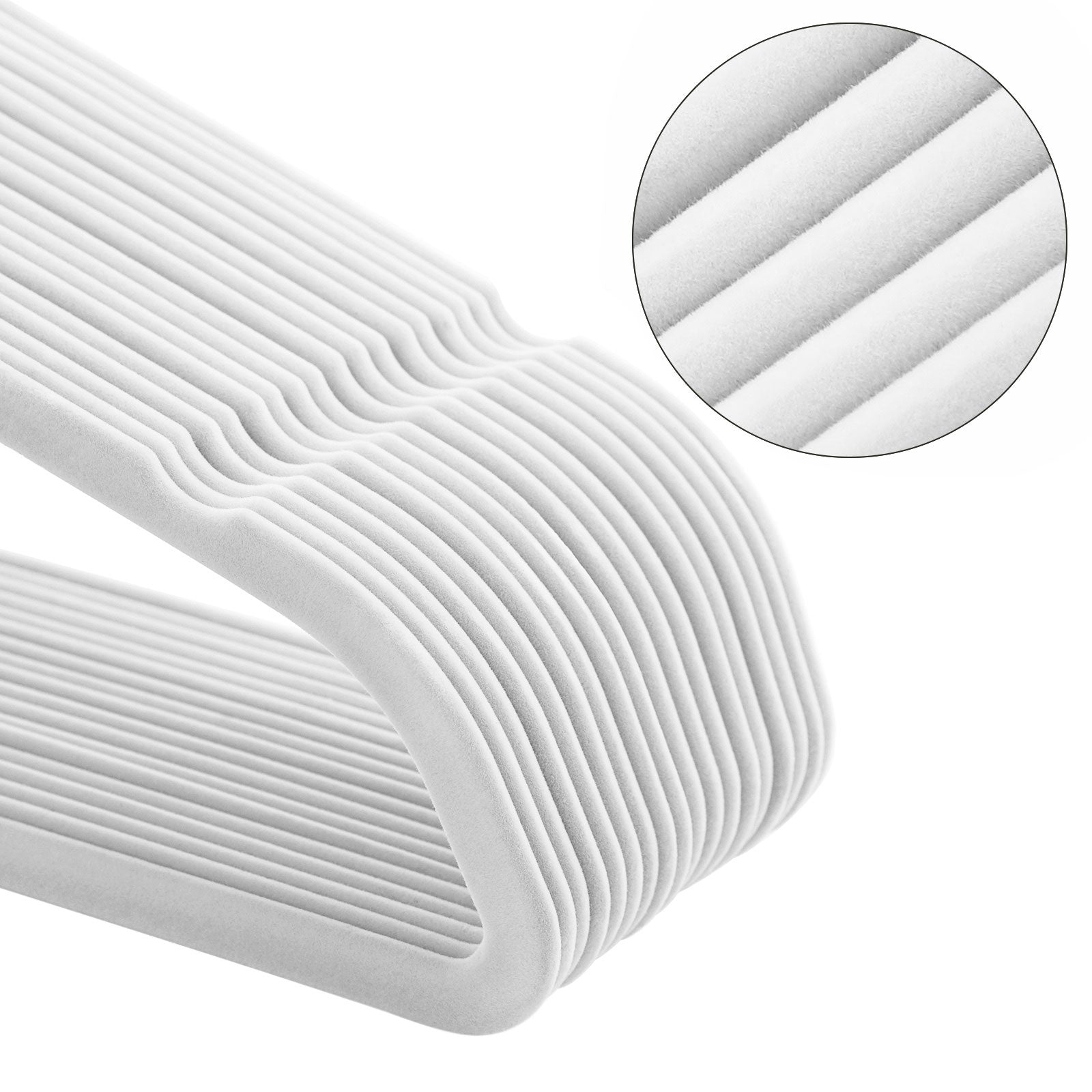 Velvet clothes hangers - Anti -slip pendants - Set of 50 - White
