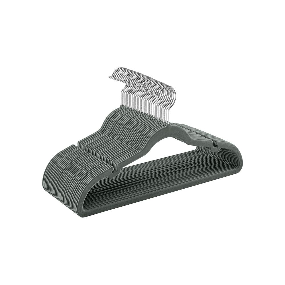 Clothing hangers - Velvet clothes hangers - Set of 30 pieces - Anti -slip - Rotating hook - Gray