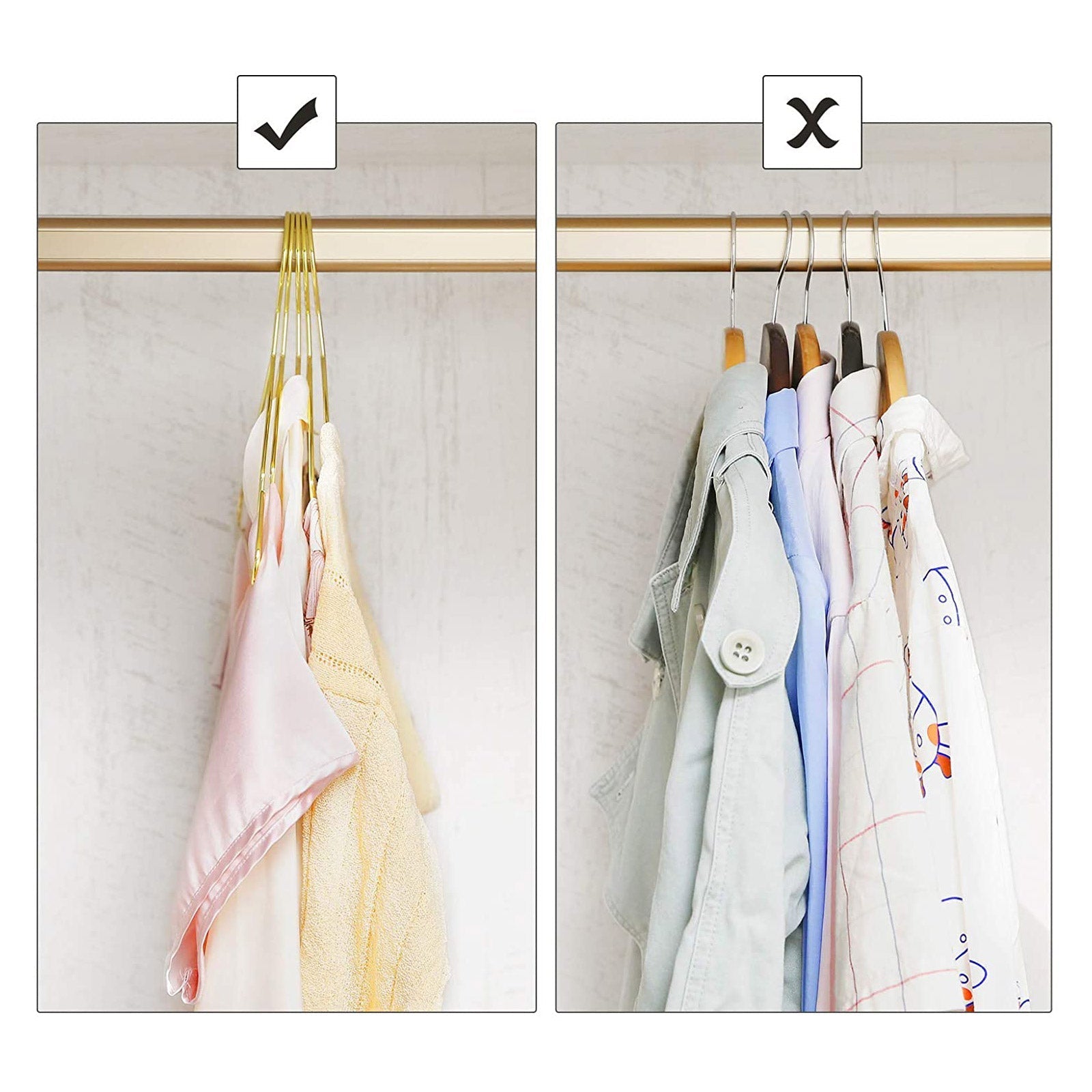 Clothing hangers - Metal hangers - Chrome -free - Stainless - Gold - 20 pieces