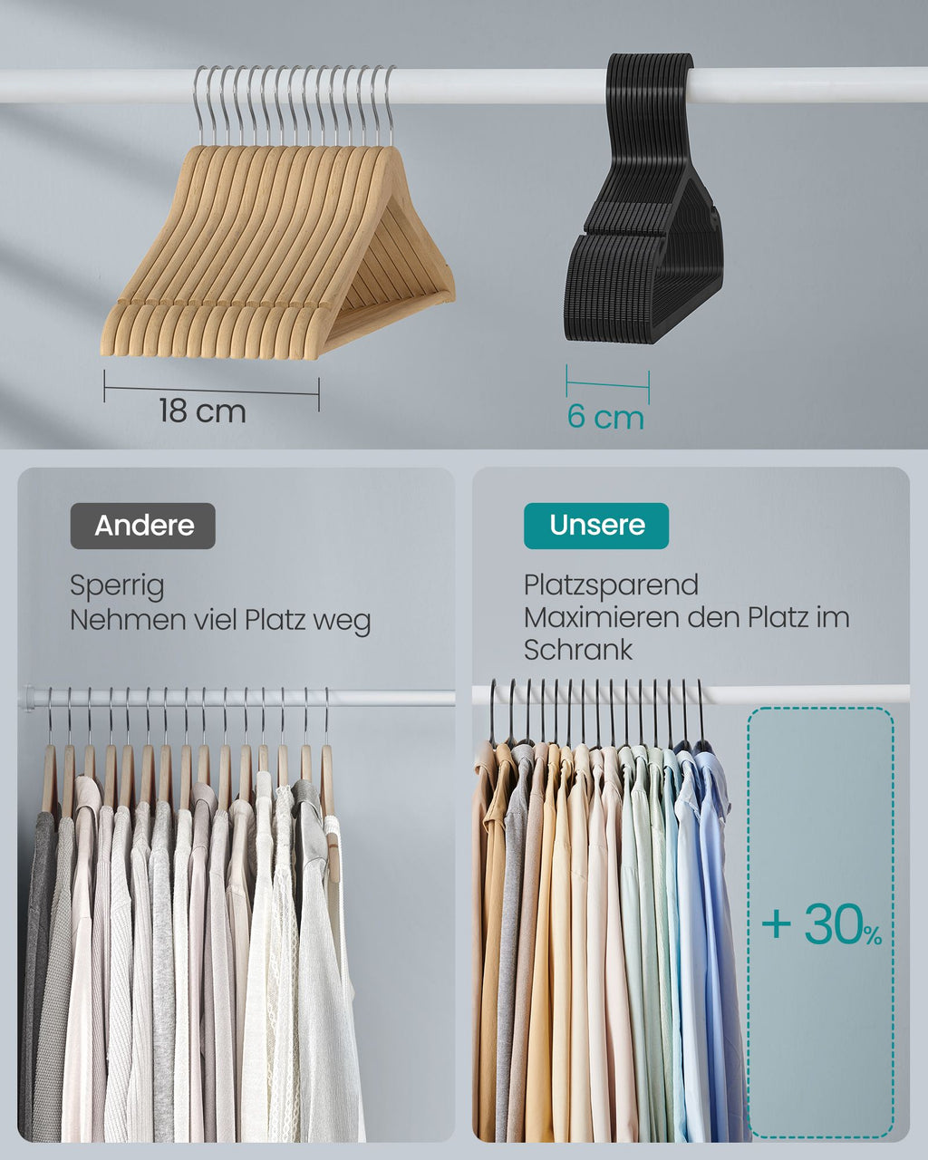 Clothing hangers plastic set of 50 41.7 cm wide ink -black