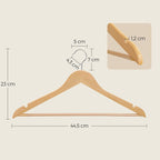 Wooden clothes hangers - Set of 20 - Solid wood - Anti -slip - 360 ° rotating hook