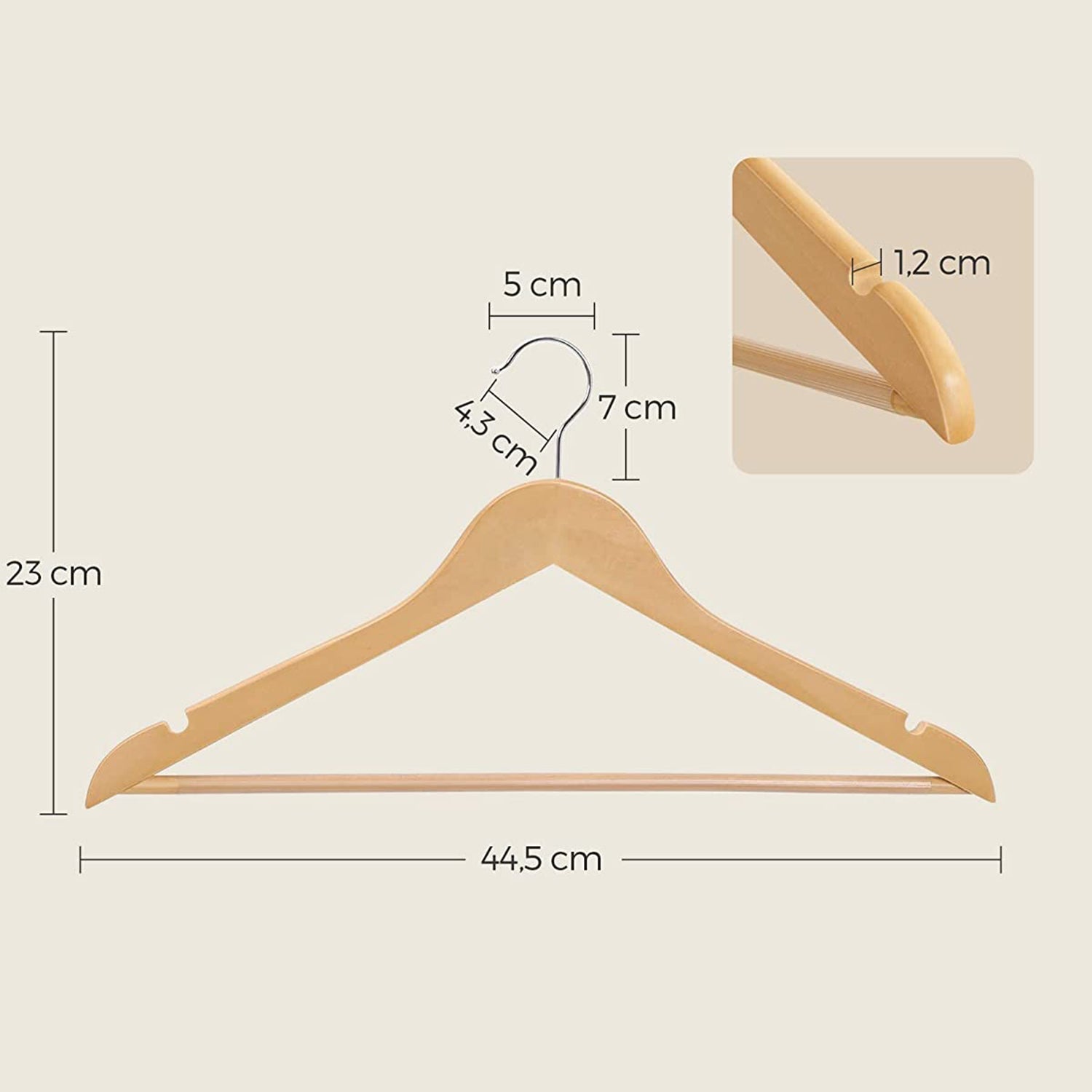 Wooden clothes hangers - Set of 20 - Solid wood - Anti -slip - 360 ° rotating hook