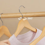 Wooden clothes hangers - Set of 20 - Solid wood - Anti -slip - 360 ° rotating hook