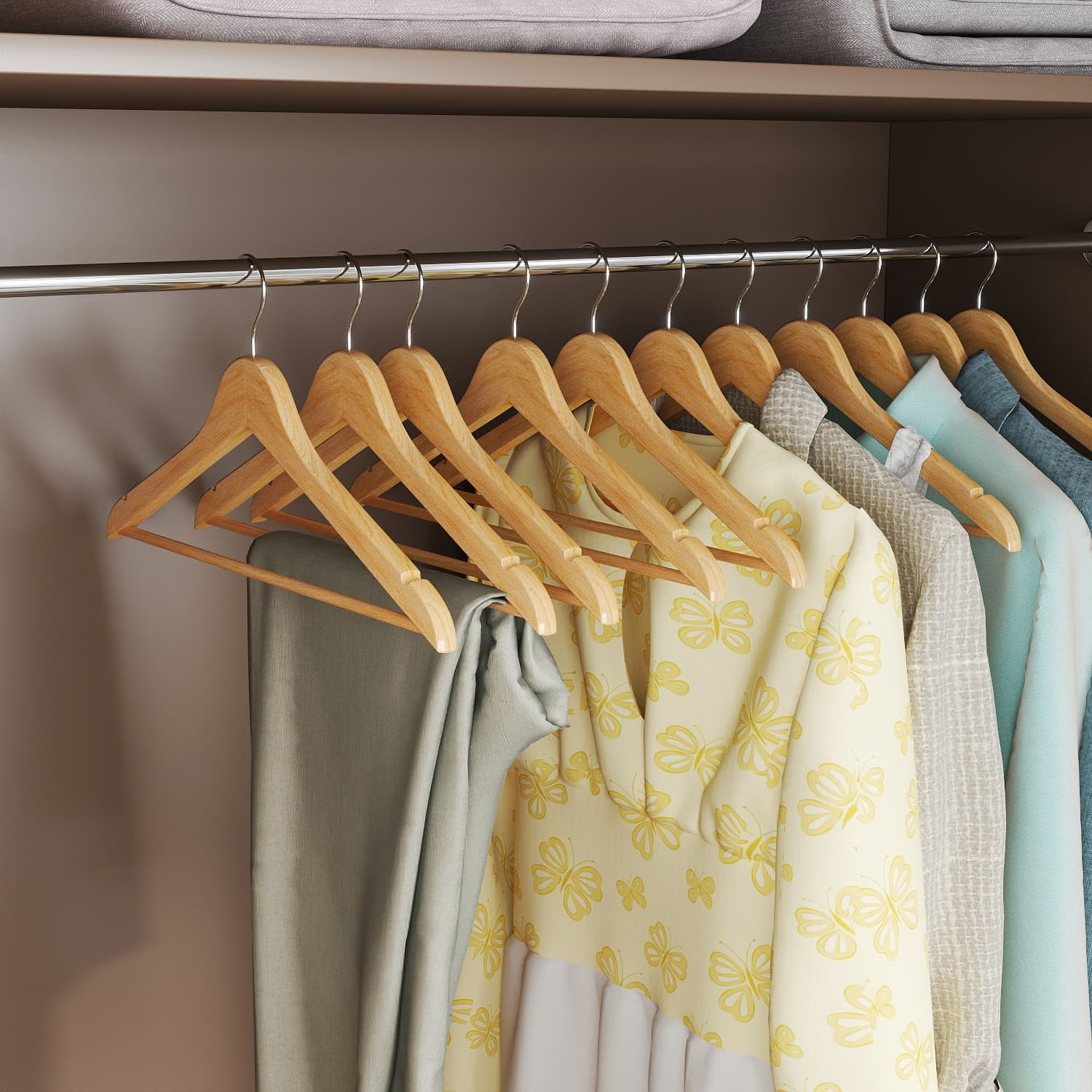 Wooden clothing hangers - Set of 50 - Solid wood - Sturdy finish