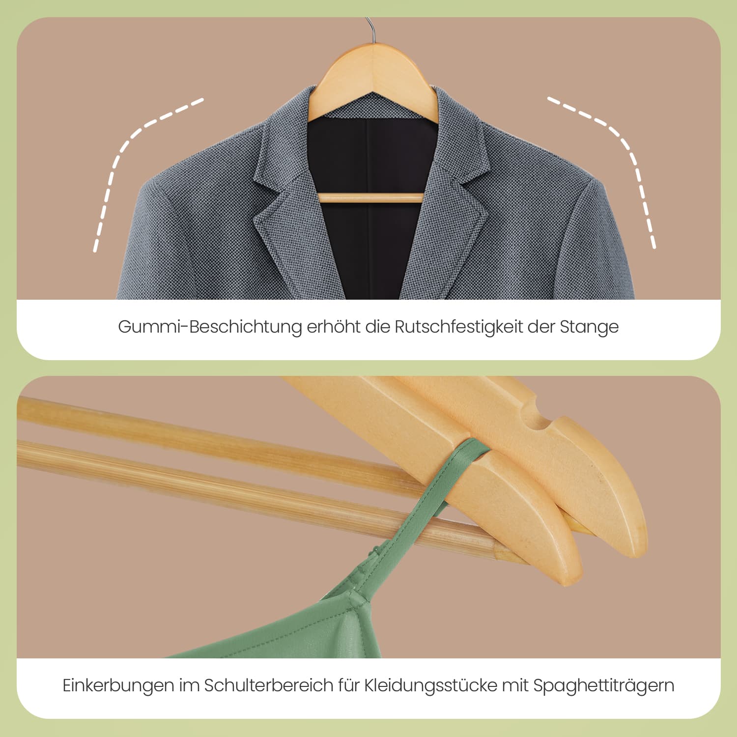 Wooden clothing hangers - Set of 50 - Solid wood - Sturdy finish