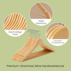 Wooden clothing hangers - Set of 50 - Solid wood - Sturdy finish