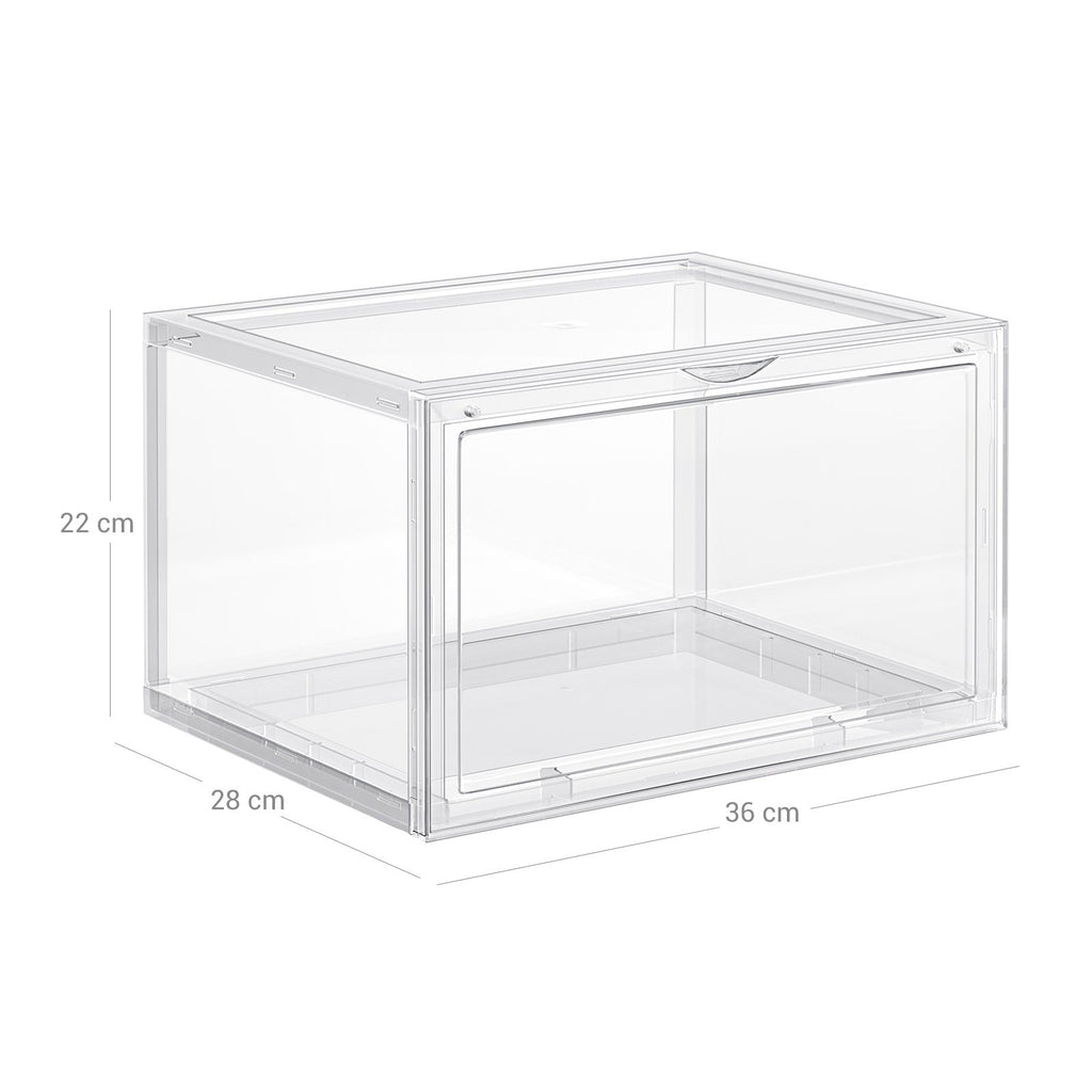 Shoe boxes - Set of 6 - Stackable storage boxes - 46.36 x 28 x 22 cm - Transparent