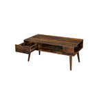 Coffee table - With open compartment and drawer - Brown