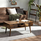 Coffee table - With open compartment and drawer - Brown