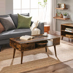 Coffee table - With open compartment and drawer - Brown