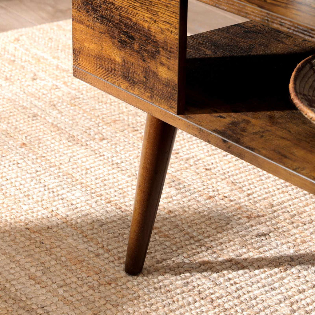 Coffee table - With open compartment and drawer - Brown
