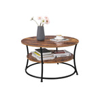 Coffee table - Round side table with 2 shelves - Metal frame