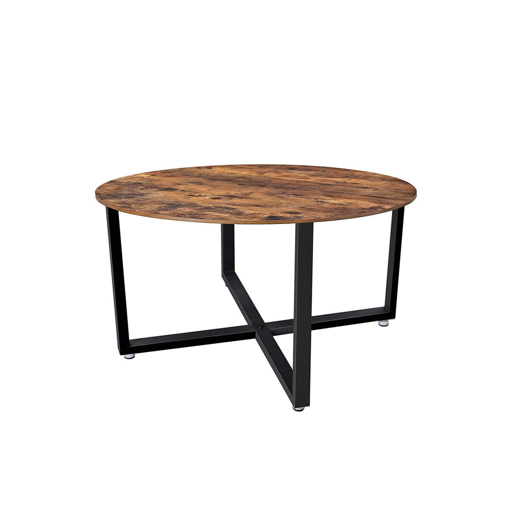 Coffee table - Bank table - Round - Steel frame - Brown