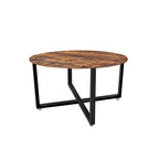 Coffee table - Bank table - Round - Steel frame - Brown