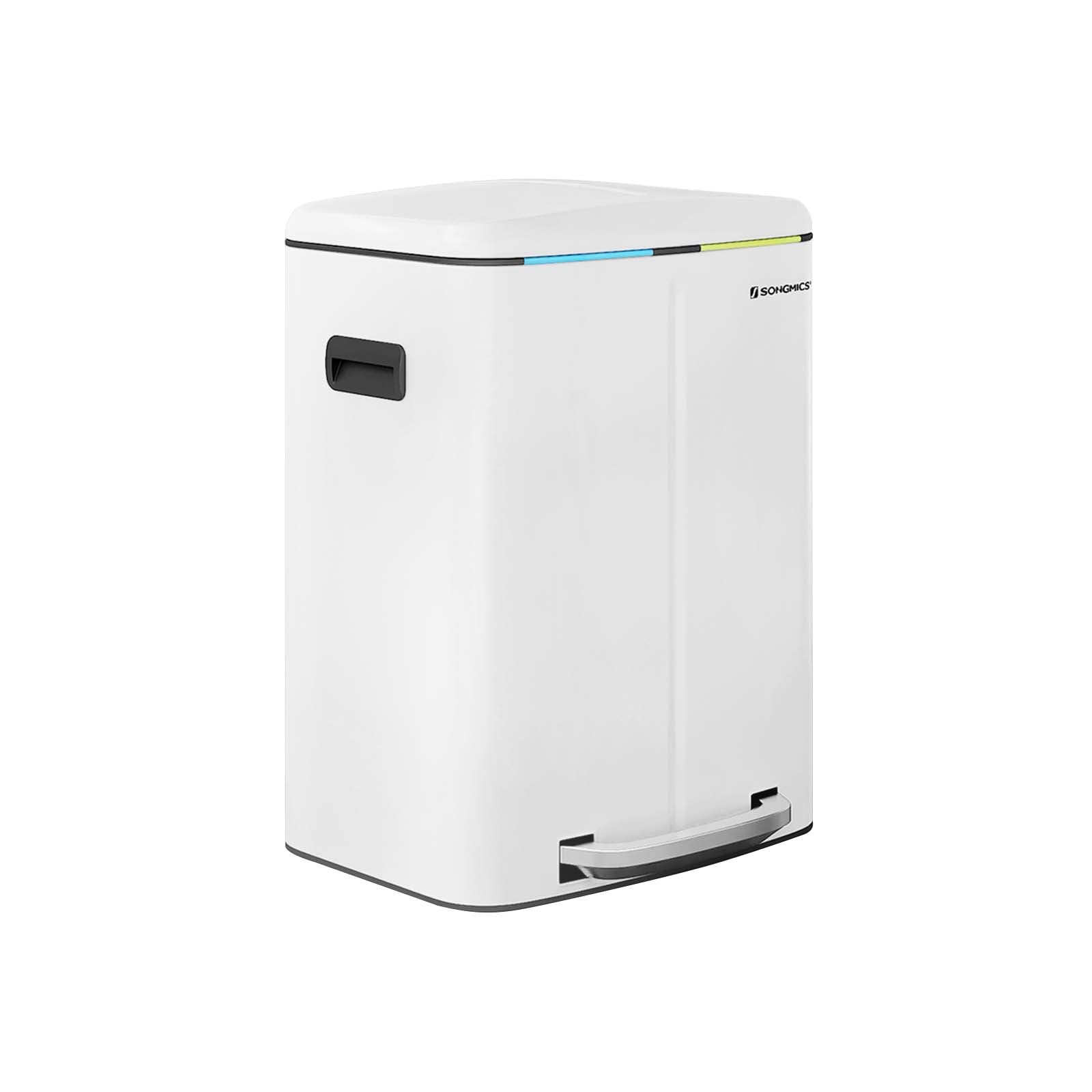 Waste bin - 2 compartments - 2 x 20 l - metal with pedal - 40 l - white