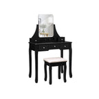 Dressing table - Make -up table with mirror and drawers - Cosmetics table - Black