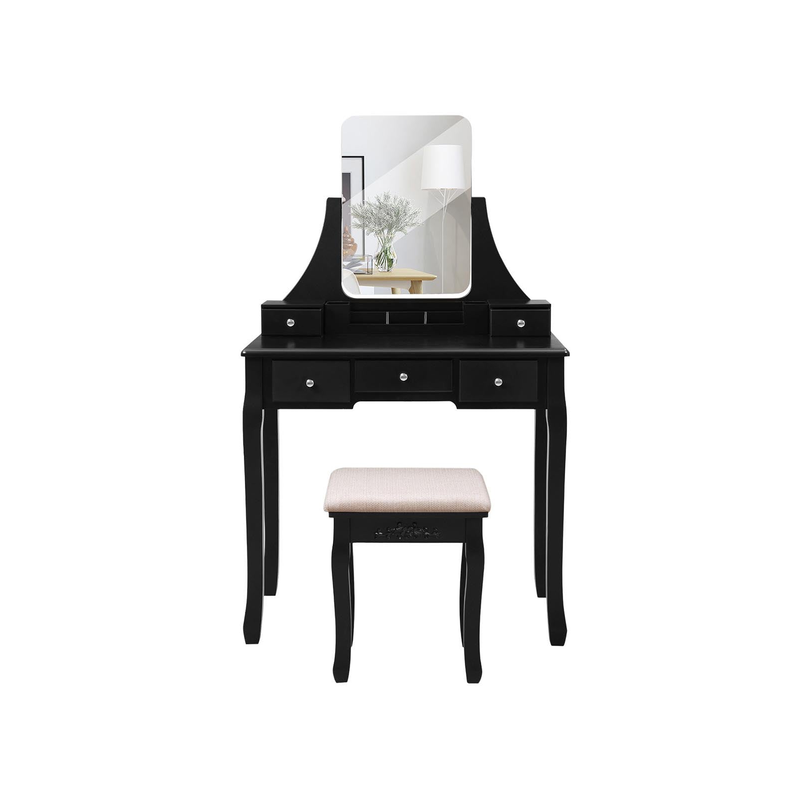 Dressing table - Make -up table with mirror and drawers - Cosmetics table - Black