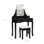 Dressing table - Make -up table with mirror and drawers - Cosmetics table - Black