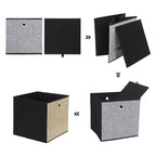 Storage boxes - Foldable - Set of 6 - Brown/Gray