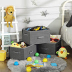 Storage boxes - Fabric boxes - Set of 3 - with lid and handles