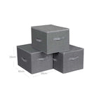 Storage boxes - Fabric boxes - Set of 3 - with lid and handles