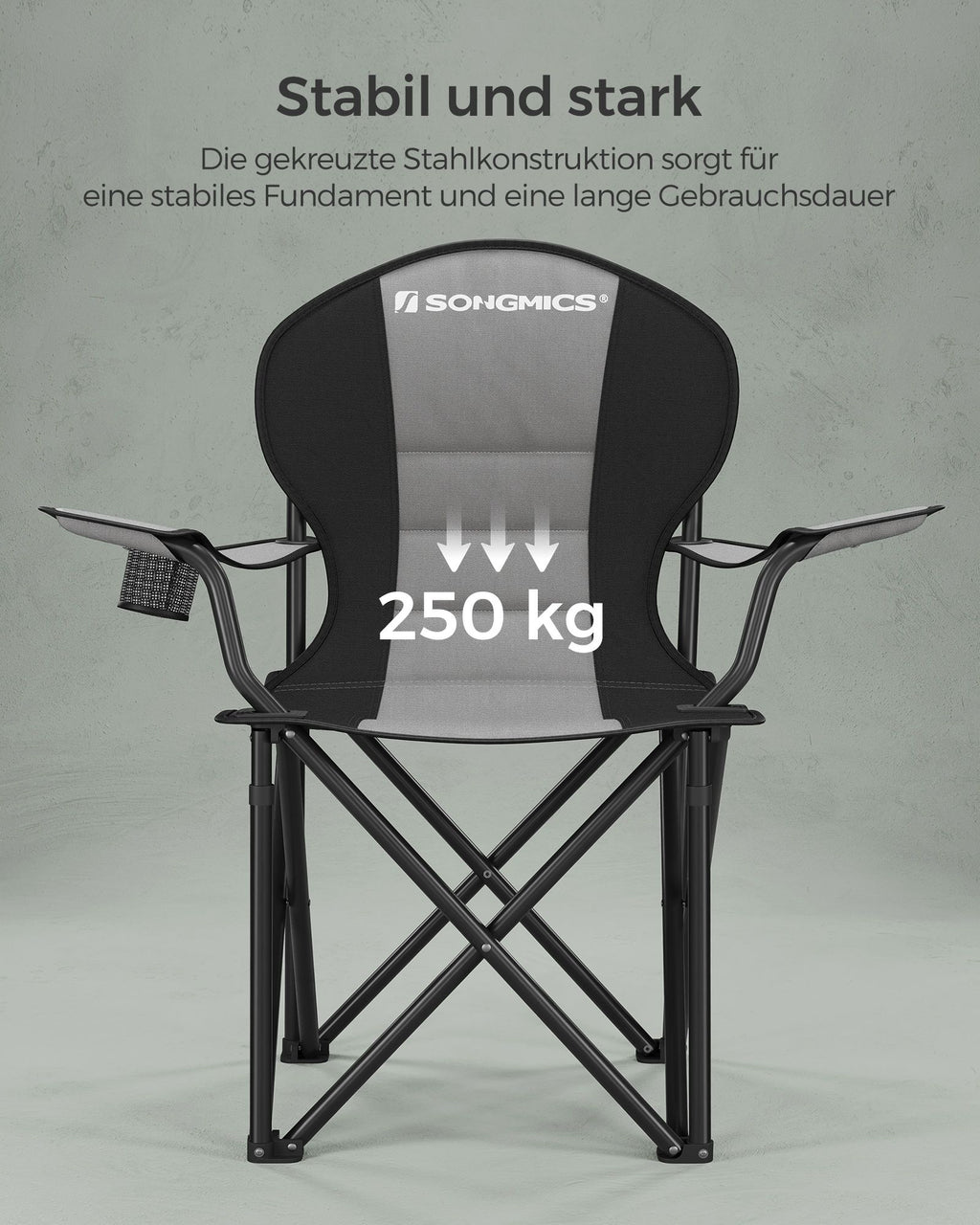 Camping chair-With lined seat-Gray-black