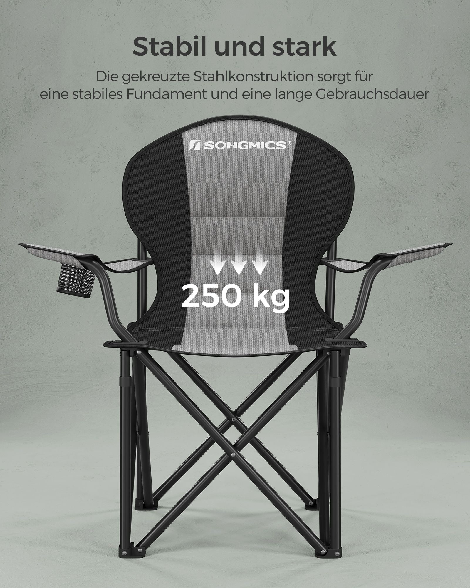Camping chair-With lined seat-Gray-black