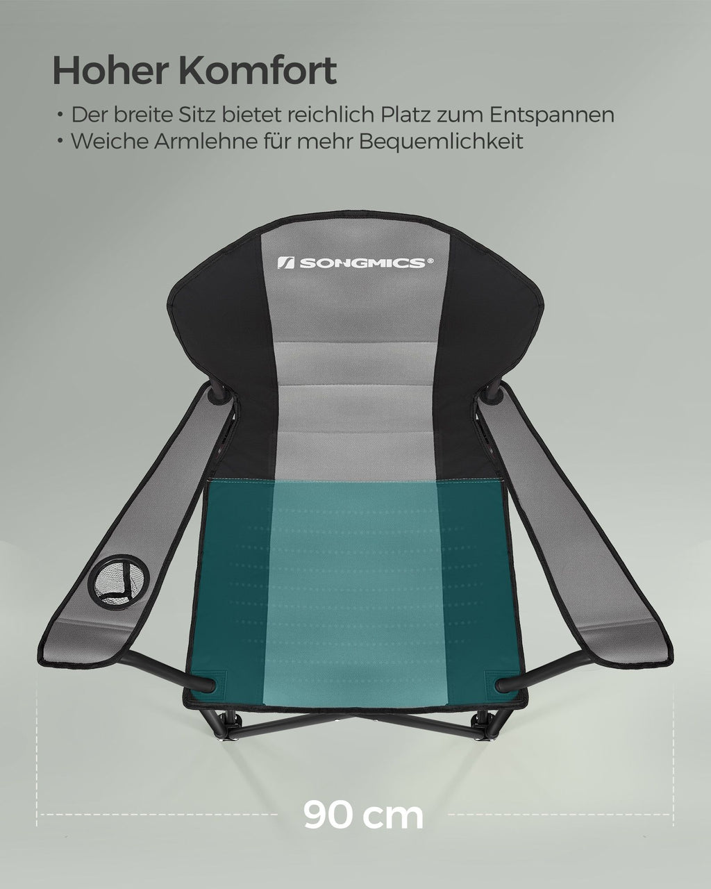 Camping chair-With lined seat-Gray-black