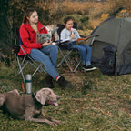 Camping chairs - Set of 2 folding chairs - Outdoor - With armrest and cup holder - Black