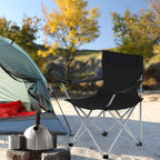 Camping chairs - Set of 2 folding chairs - Outdoor - With armrest and cup holder - Black