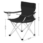 Camping chairs - Set of 2 folding chairs - Outdoor - With armrest and cup holder - Black