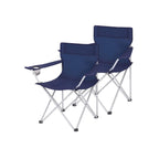 Camping chairs - Set of 2 folding chairs - Outdoor - With armrest and cup holder - Black