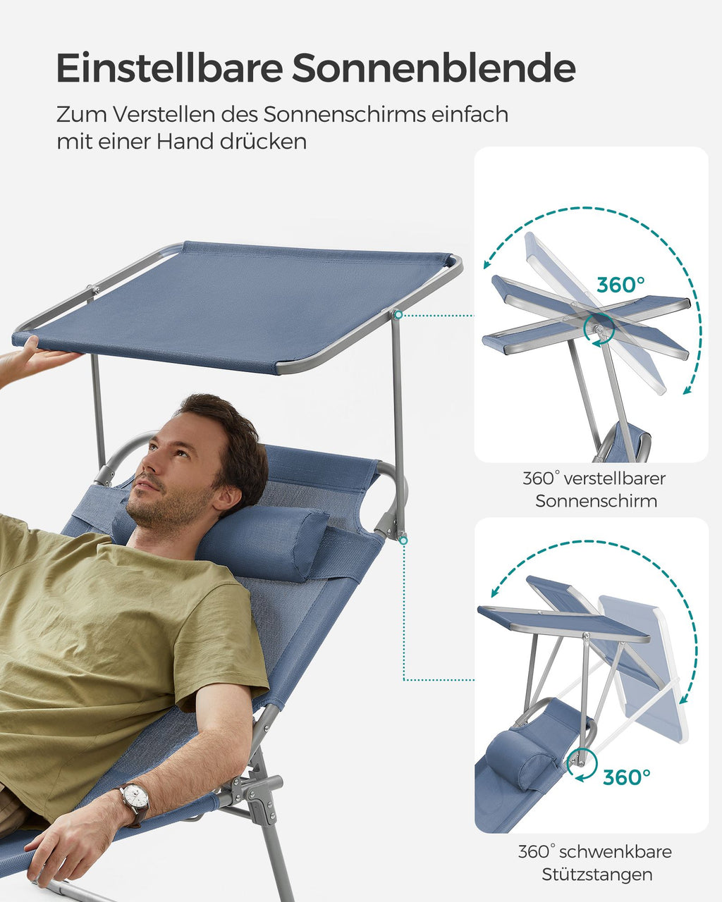 Lounger - 71 x 200 x 38 cm - Blue