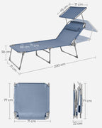 Lounger - 71 x 200 x 38 cm - Blue
