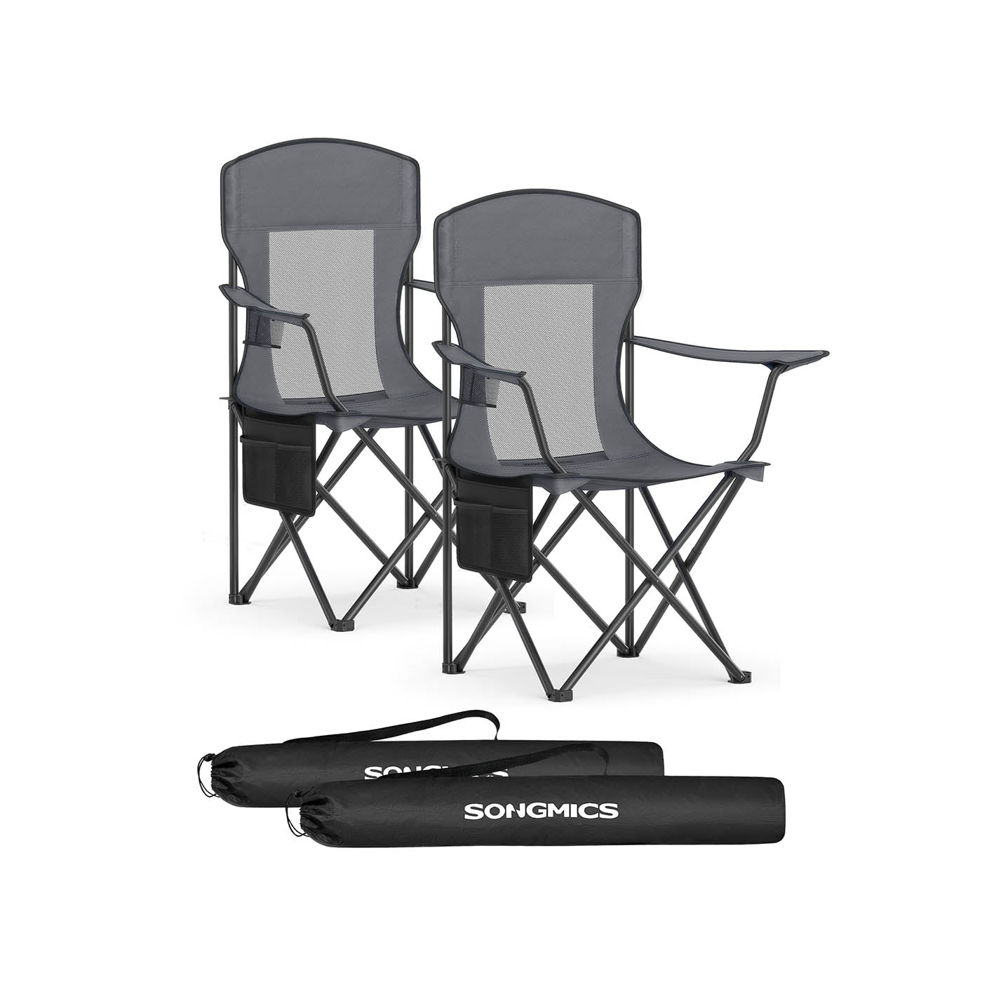 Camping chairs set of 2 with adjustable armrests, harbor blue