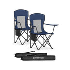 Camping chairs set of 2 with adjustable armrests, harbor blue